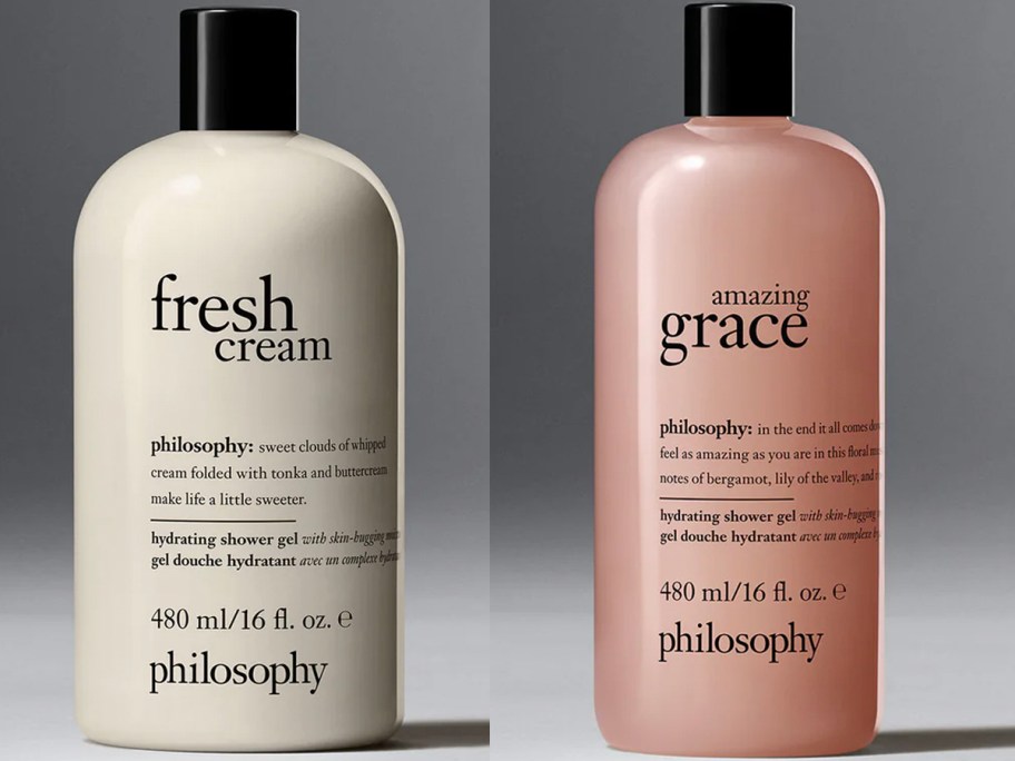 philosophy fresh cream and amazing grace shower gel bottles 