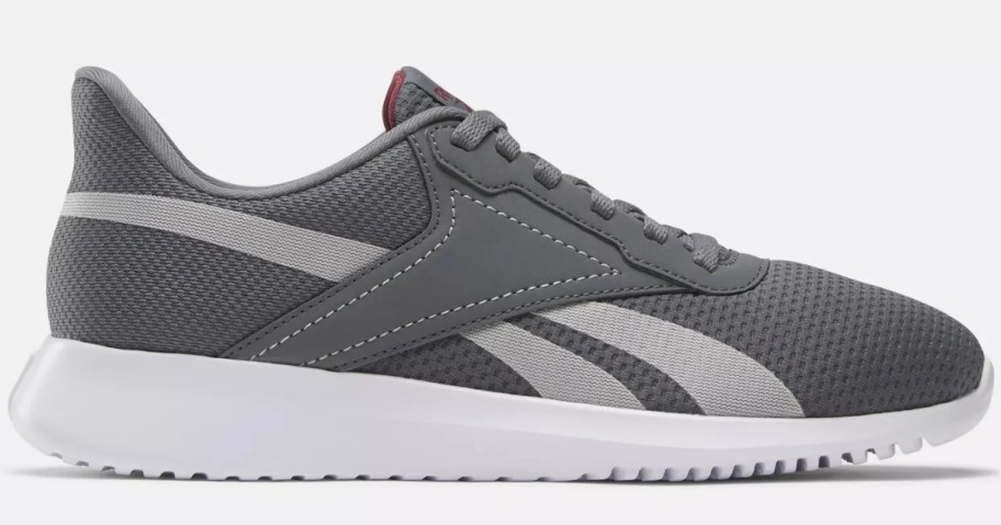 men's grey and white Reebok athletic shoe