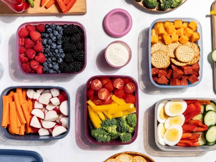 storage containers with food inside of it