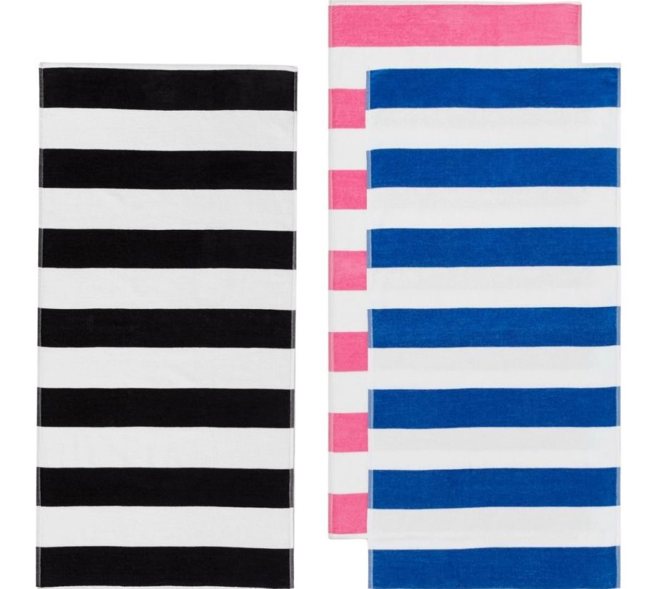 3 striped beach towels