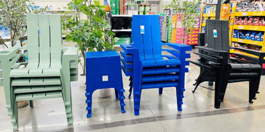 green, blue and black adirondak chairs and tables in target 