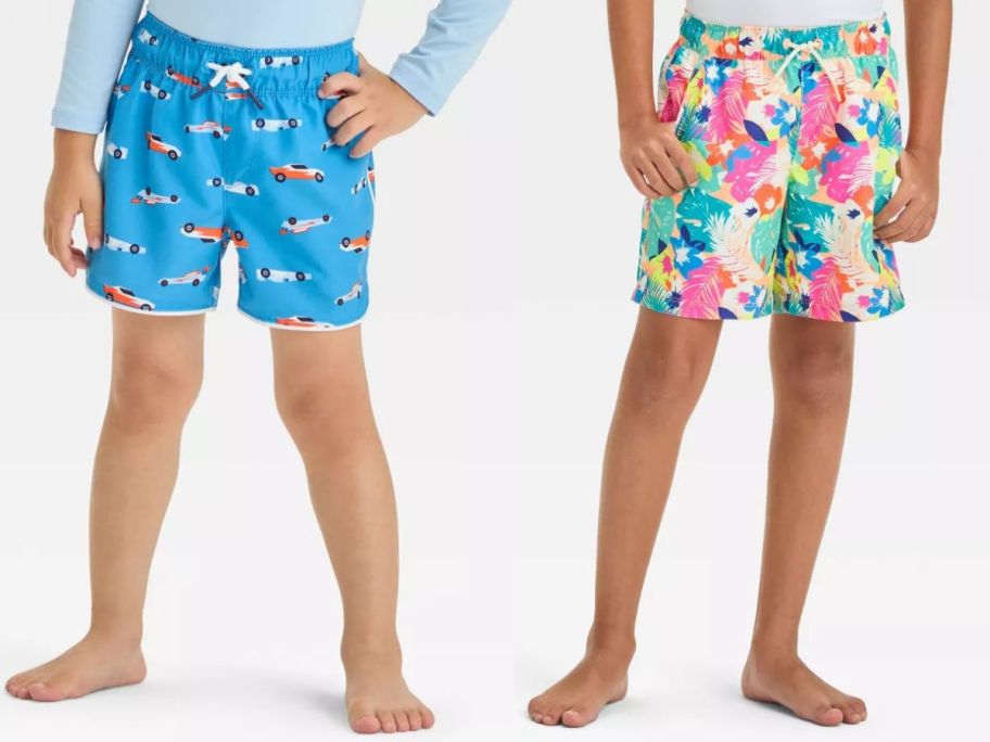 two boys wearing cat and jack swimwear