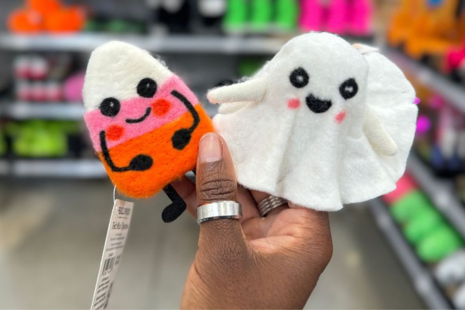 felt candy corn and ghost figures