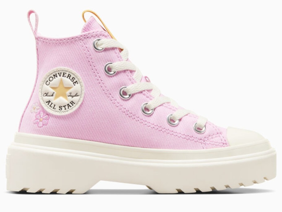 pink chunky heel high top kid's Converse shoe