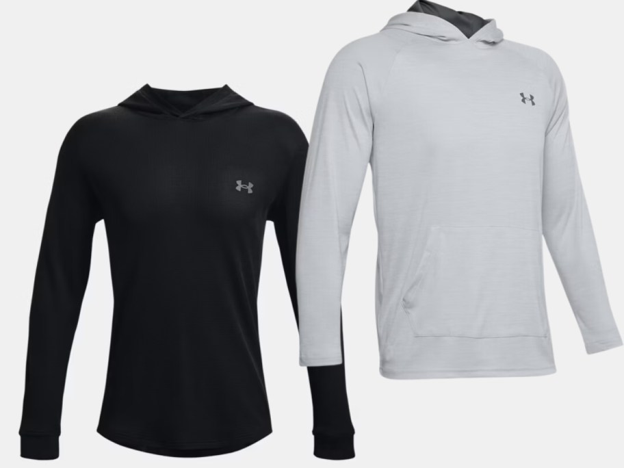 men's black and grey under armour hoodies