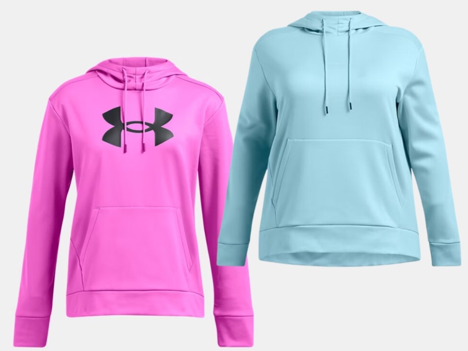 women's bright pink and light blue under armour hoodies