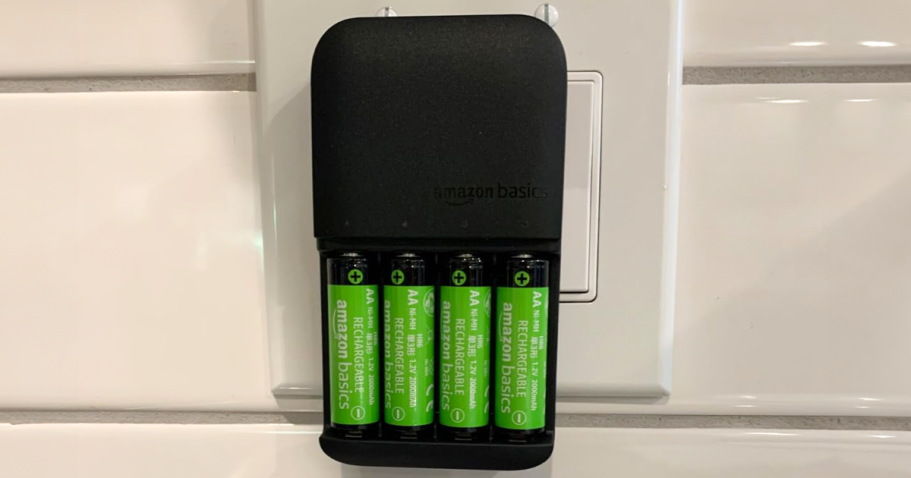 AmazonBasics Battery Charger w/ 4 AA Rechargeable Batteries Just $11.43