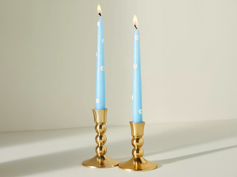 Anthropologie Pressed Daisy Taper Candles 2-Pack