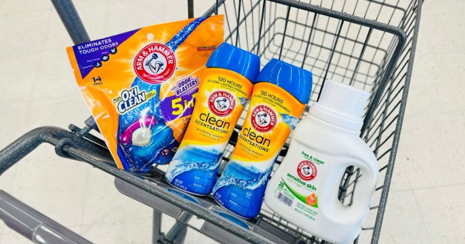 Arm & Hammer Laundry Products in a Walgreen's cart