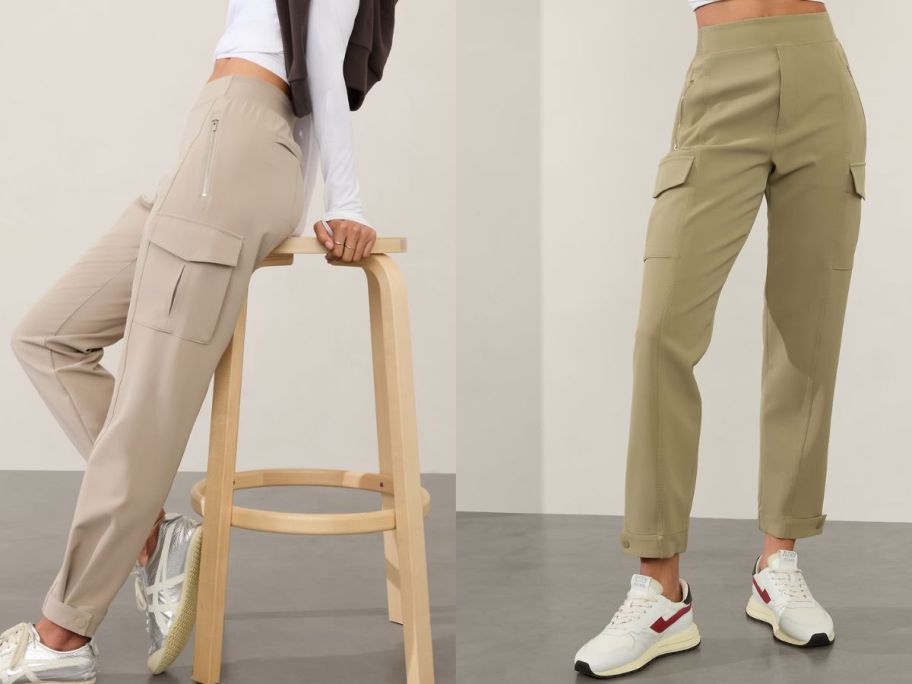 Two women wearing Athleta Endless High-Rise Cargo Pant