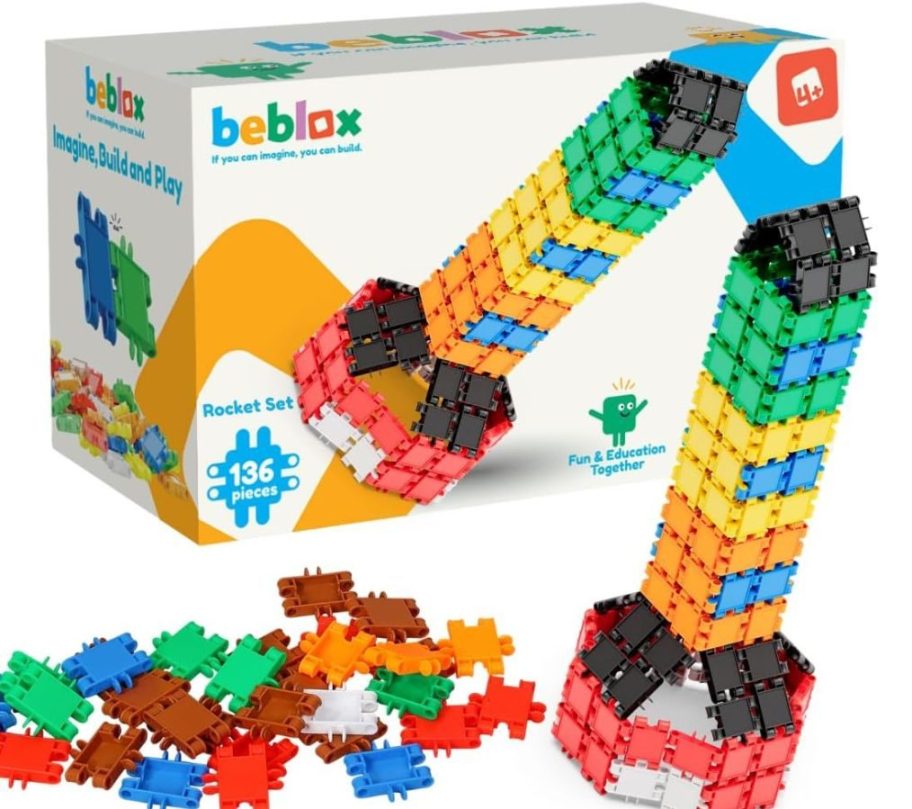 Stock image of the BEBLOX Building Blocks 136-piece Rocket Set 