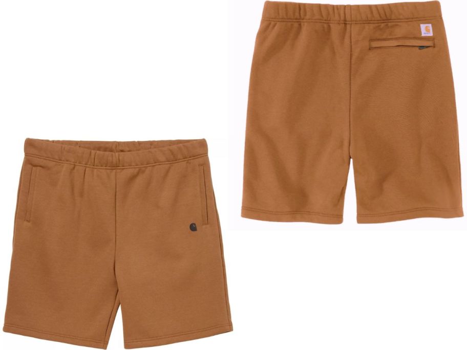 Stock images of the front and back of Carhartt Men's Midweight Fleece Shorts