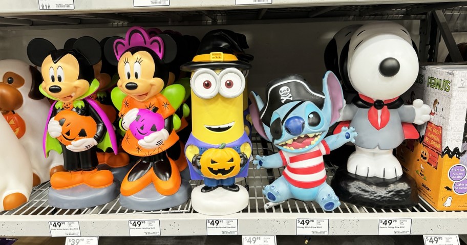 mickey & minnie mouse, minion, stitch, and snoopy halloween decorations