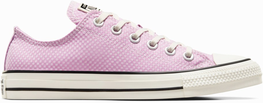 pink checkered low top converse sneaker