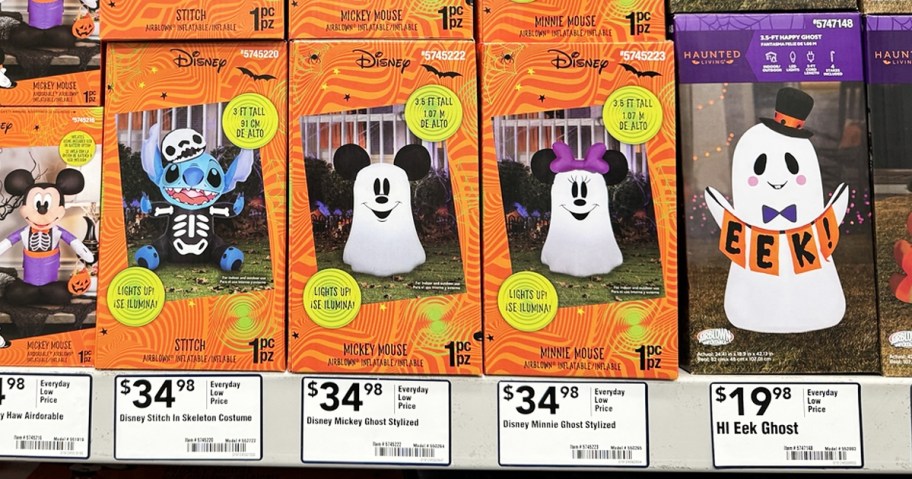 disney halloween inflatables on store shelf