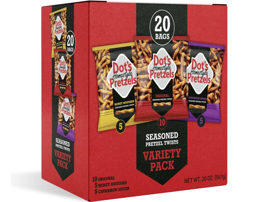 variety pack box of Dot's Pretzels