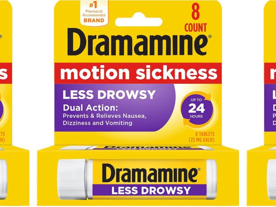 Dramamine All Day Less Drowsy Motion Sickness Relief 8-Count stock image