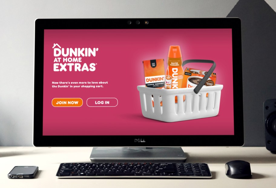 Dunkin' At Home Extras rewards program shown on a onlineputer