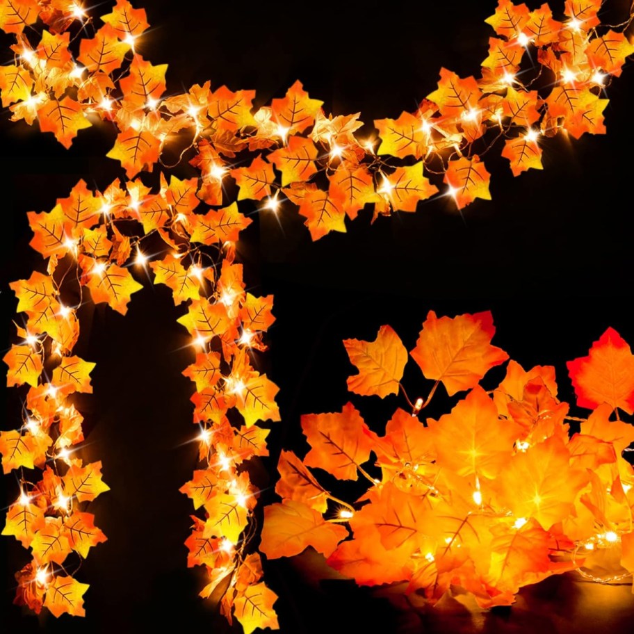 Light up faux fall leaf garland decor from Amazon's Halloween finds