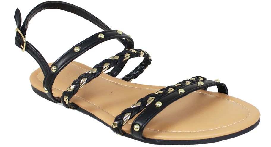 black and gold strappy sandal