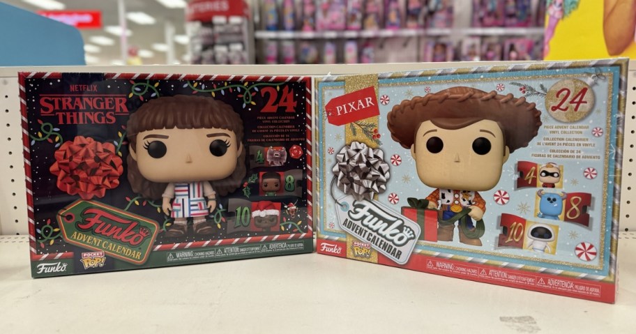 stranger things and pixar funko pop advent calendars