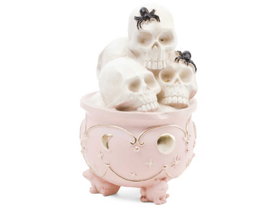 Goblin & Ghoul Skulls In Cauldron Decor