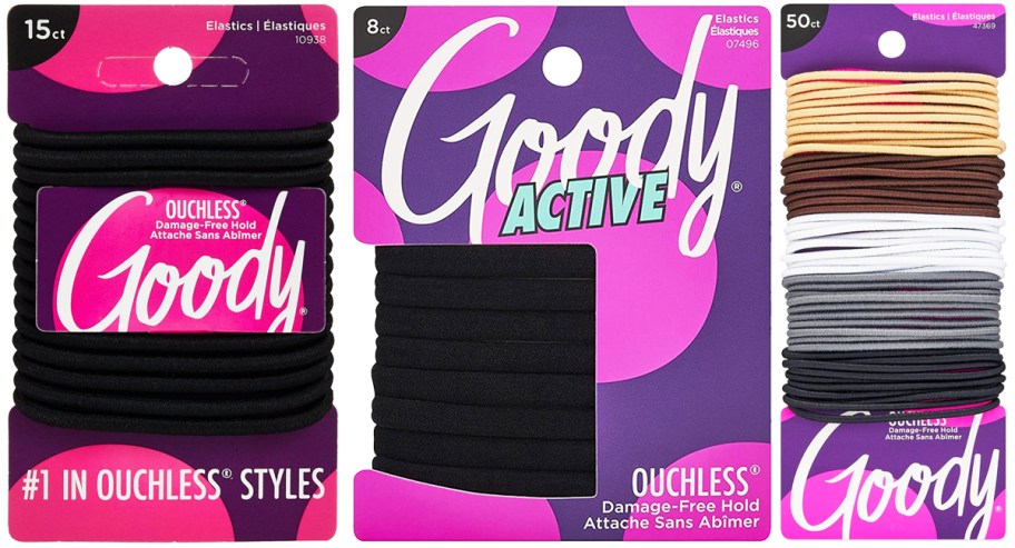 three packs of goody hair ties