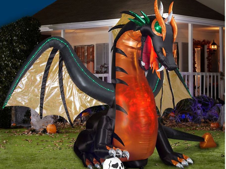 Halloween inflatable dragon outside