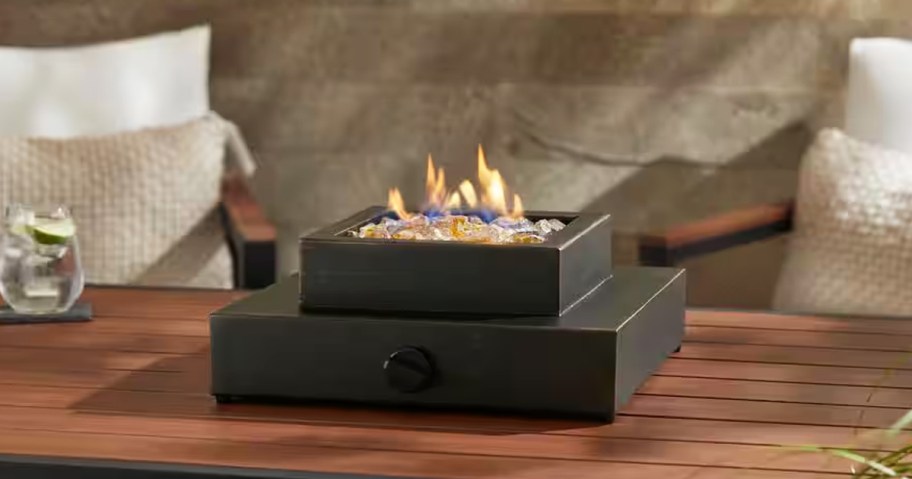 square tabletop propane fire pit