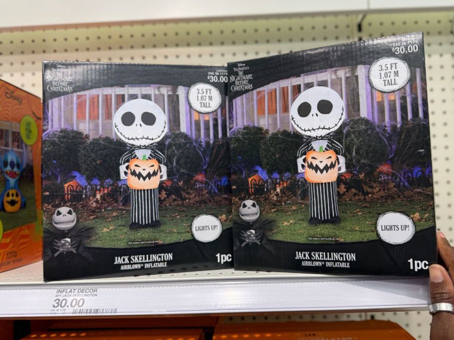 Jack Skellington 4' LED Inflatable Halloween Decorations on shelf in store