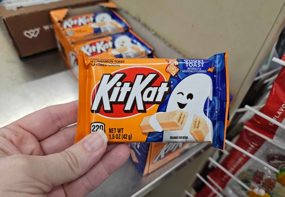 A Kit Kat Halloween Candy Bar in the Ghost Toast Flavor 