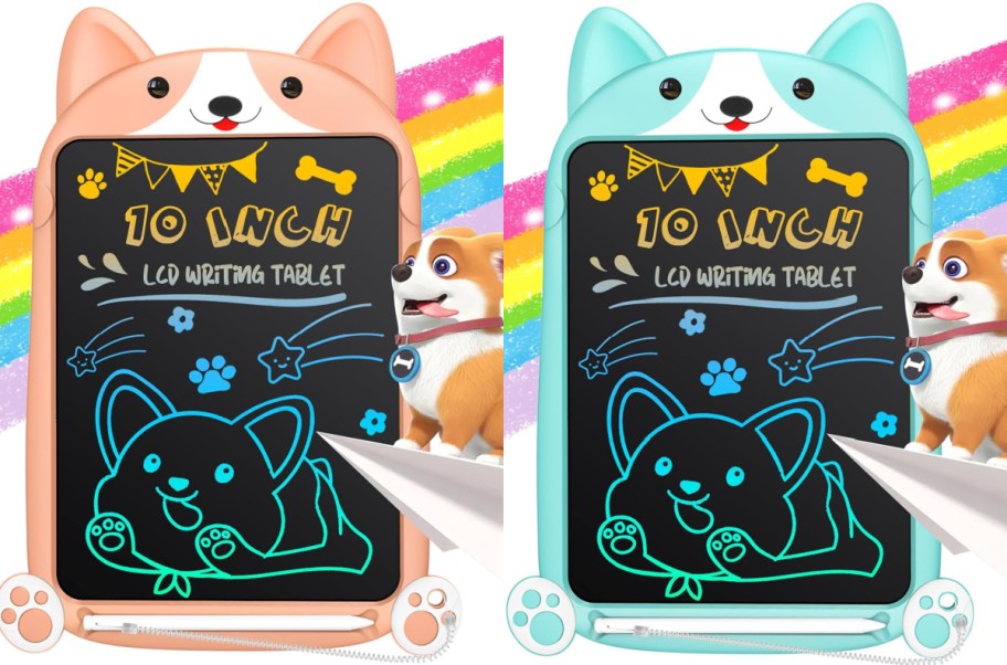 LCD Writing Tablet in cats in salmon and blue