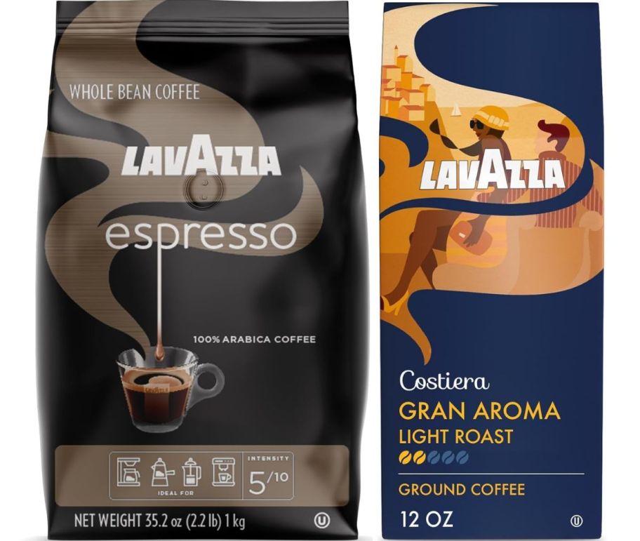 lavazza ground coffee in two roasts. 