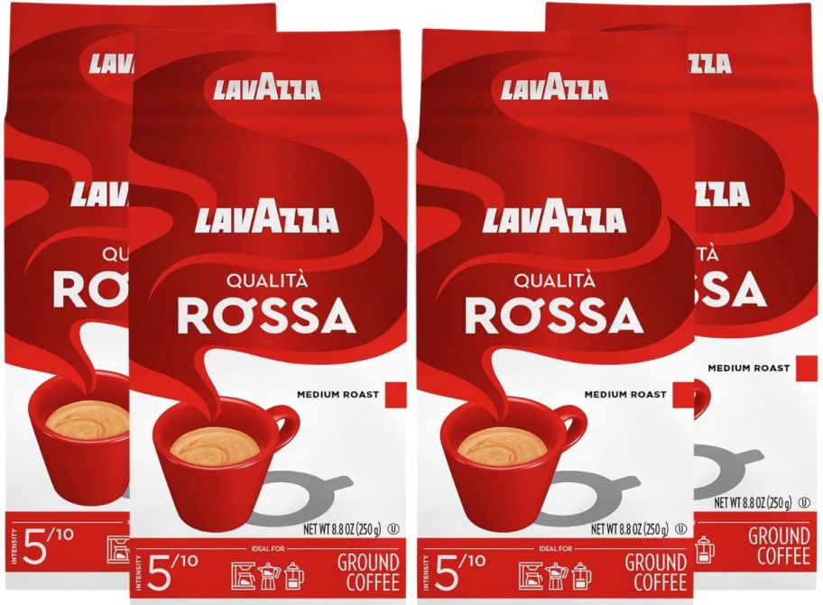 4 bags of lavazza rossa ground coffee