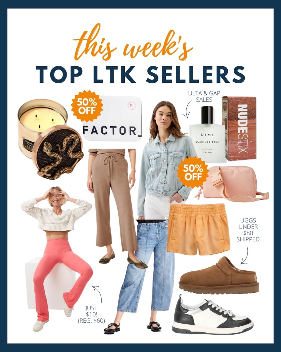 this week's top ltk sellers collage graphic of various items