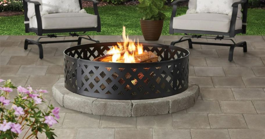 A Mainstays Fire Ring on a patio