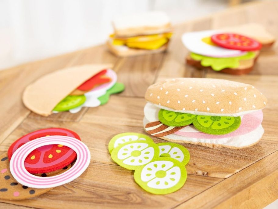 Melissa & Doug Felt Food Sandwich 33-Piece Play Set on table