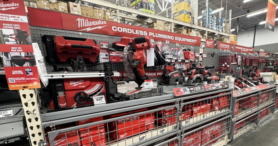 display of Milwaukee tools in store