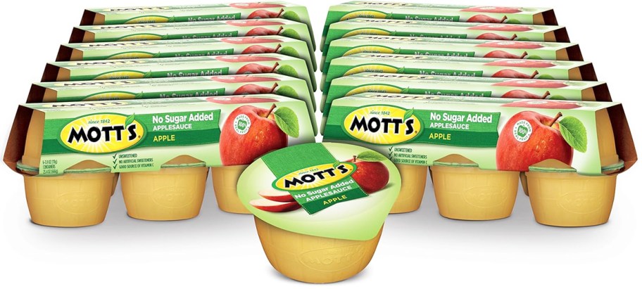 multiple 6-packs of Mott's No Sugar Added Applesauce Cups