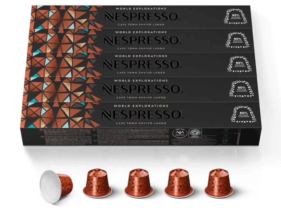 Nespresso Capsules Original Line Cape Town Envivo Lungo Dark Roast 50-Count Espresso Coffee Pods stock image