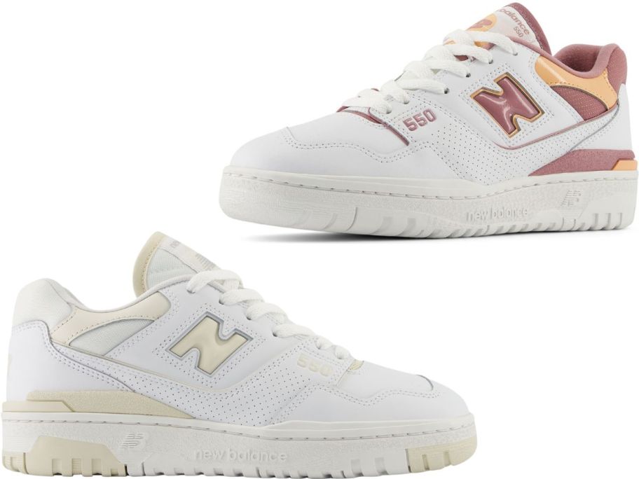 Stock images of two New Balance 550 shoes in different colors