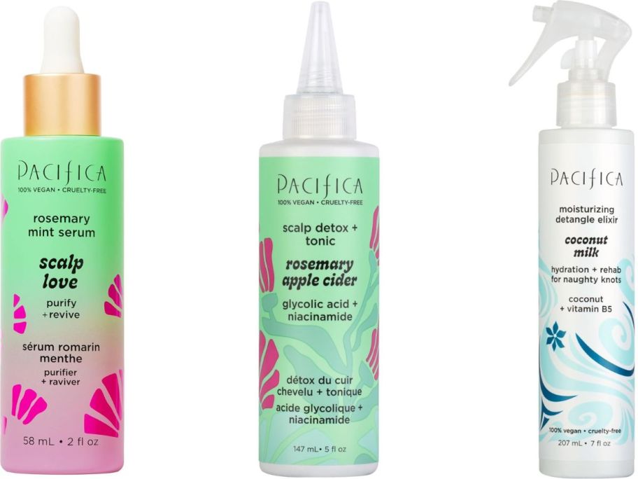 Stock images of 3 Pacifica Hair Care products