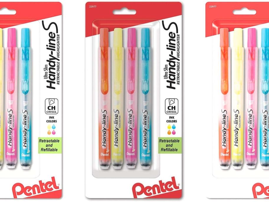 Pentel Handy-line S Retractable Chisel Tip Highlighter stock image