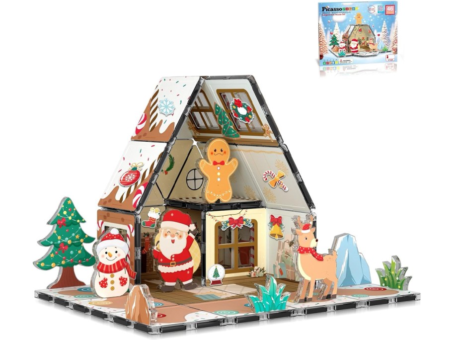 Picasso Tiles 46-Piece Gingerbread House-Themed Magnetic Building Tiles Set 2