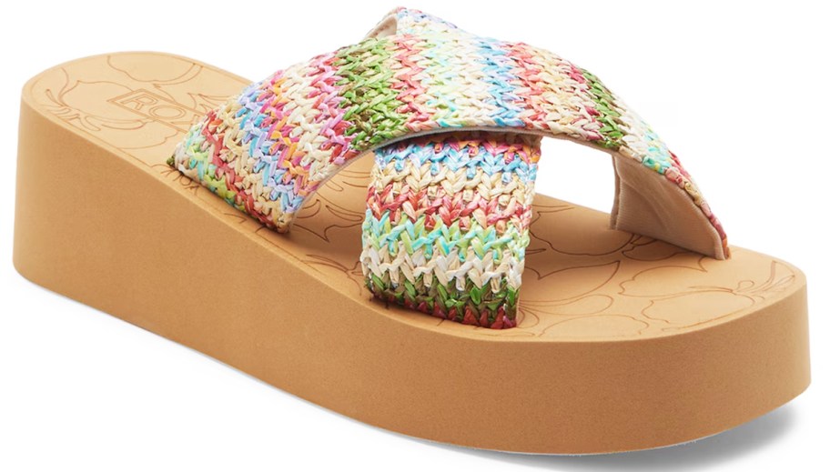 multicolor woven platform sandal