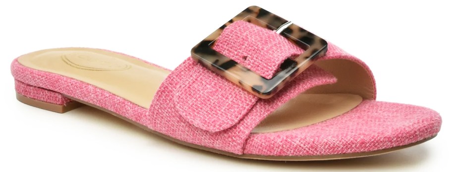 pink sandal with large buckle