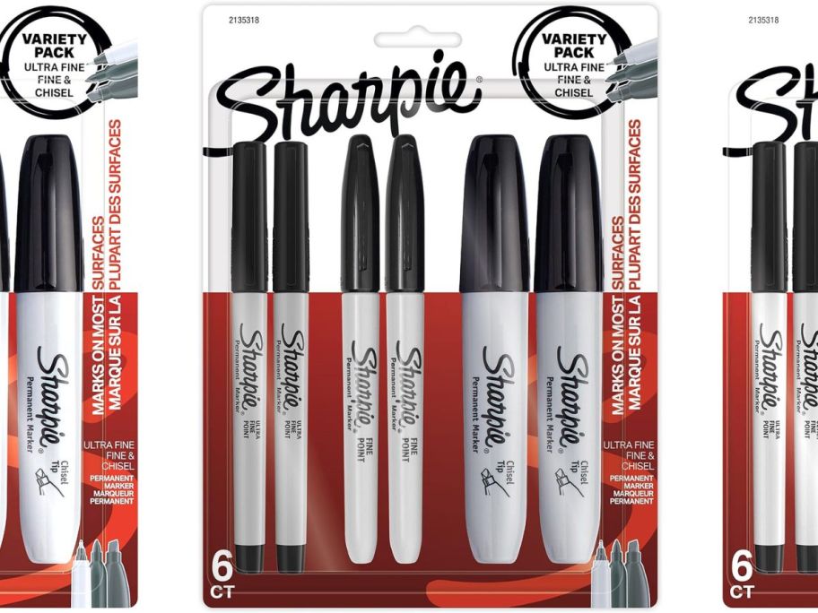 Sharpie Permanent Markers 6-Count Variety Pack stock image