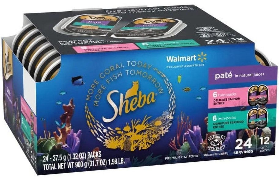 Sheba Perfect Portions Delicate Salmon & Signature Seafood Entrees Variety 12 Twin Packs - 24 Servings stock image