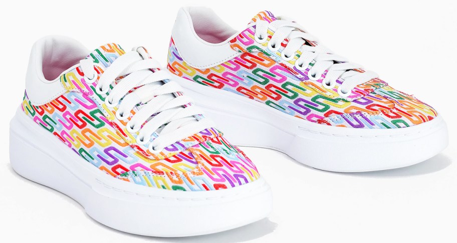 rainbow colored S print sneakers