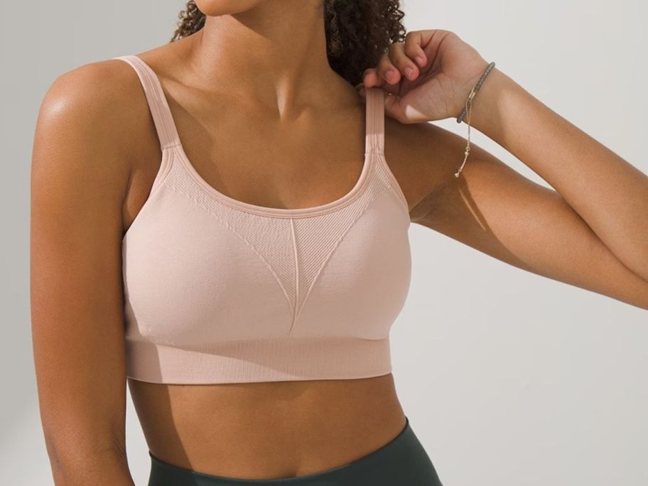 woman wearing Soma Seamless Sport Bra